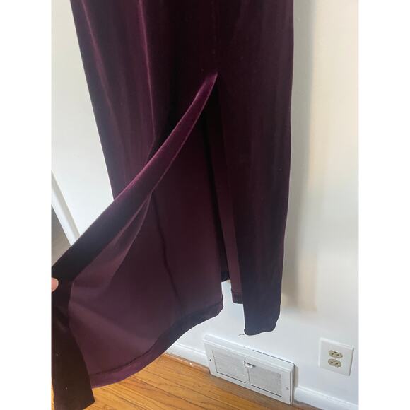 90s Y2K Velvet Purple Sequin Beaded Maxi prom Dress | MEDIUM - Picture 6 of 7